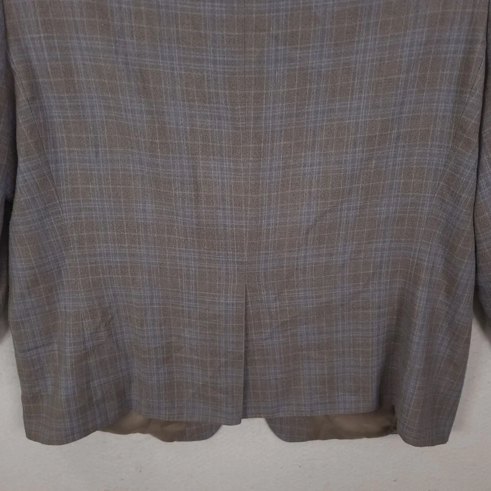 Lauren Ralph Lauren Blazer Mens 50R Tan Blue Plaid Silk Wool Sport Coat Jacket
